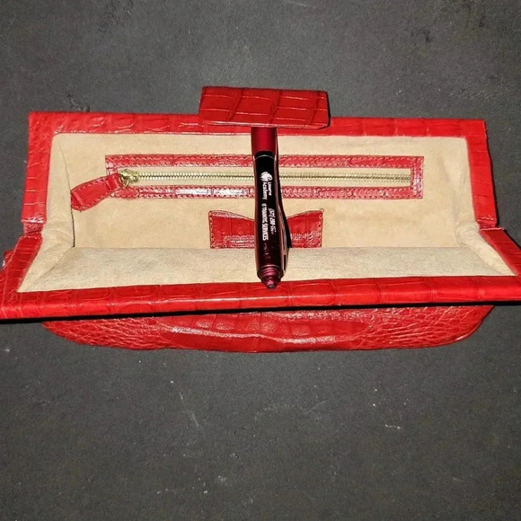 Nancy Gonzalez Red Croc Clutch Purse - Picture 2 of 6